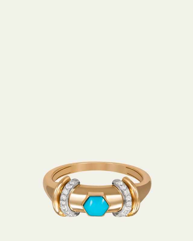 Warrior Hex Diamond and Turquoise Ring